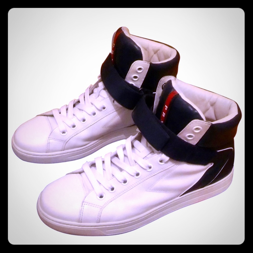 Prada  Blue/white Hi-Top sneakers 8.5